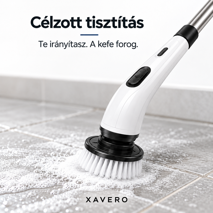 Közeli kép a forgó kefefejről, amely habos járólap fugáit és sarkát tisztítja 6