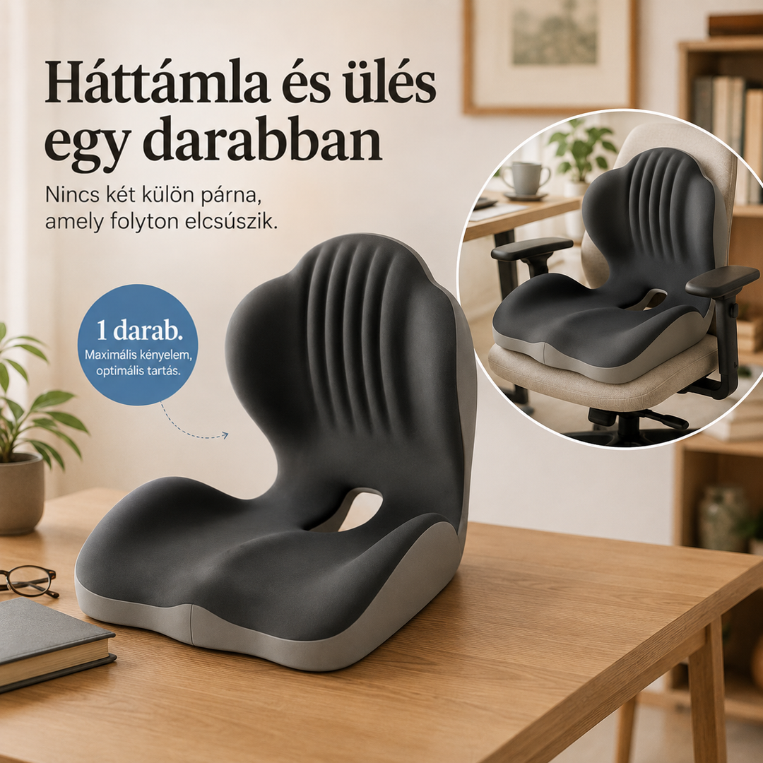 Egyrészes ülőpárna az asztalon, a kis körben irodai forgószékre helyezve is látszik 9