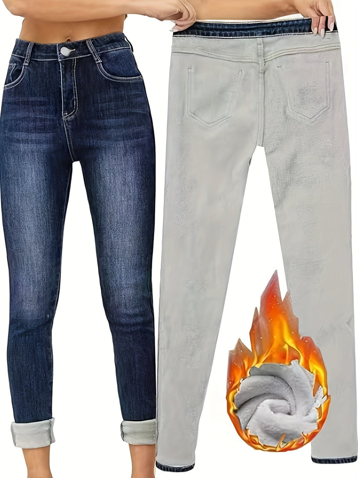 Meleg skinny farmernadrág béleléssel - Selvia