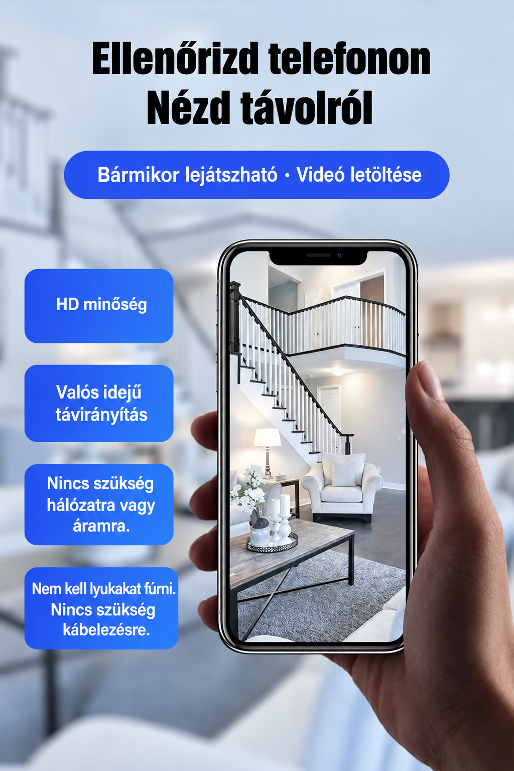 Mini cameră de securitate WiFi HD 1080P - înregistrare video și audio