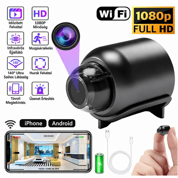 Mini cameră de securitate WiFi HD 1080P - înregistrare video și audio
