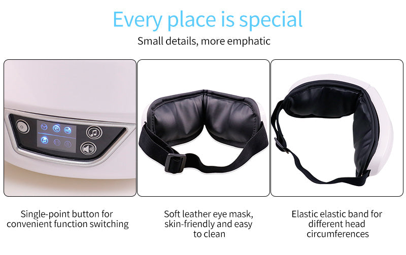 Szemmasszázs készülék - Légnyomás, rezgés és meleg kompresszió Bluetooth zenével