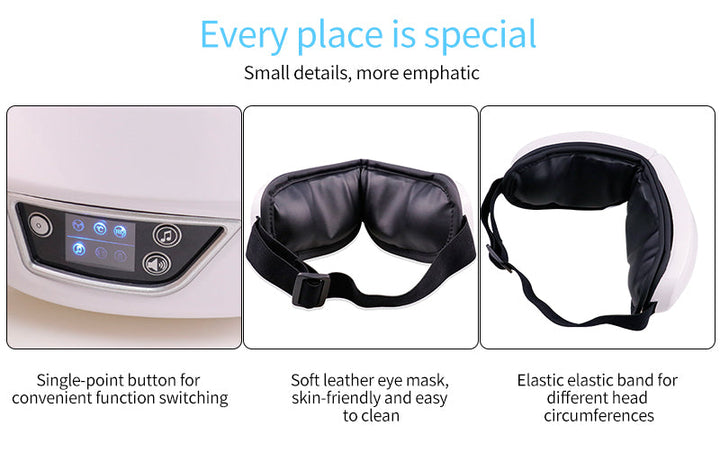 Szemmasszázs készülék - Légnyomás, rezgés és meleg kompresszió Bluetooth zenével