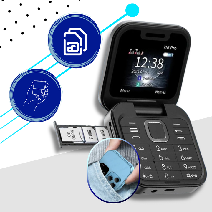 Kompakt összecsukható mobiltelefon Dual SIM – FlexFold