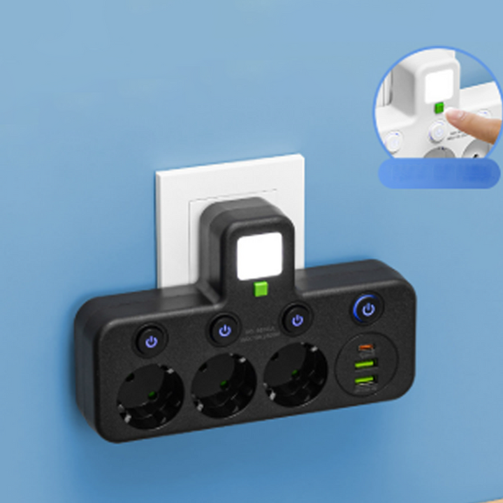 Power Strip with USB and Switches | Multi-Outlet Surge Protector 2500W 16