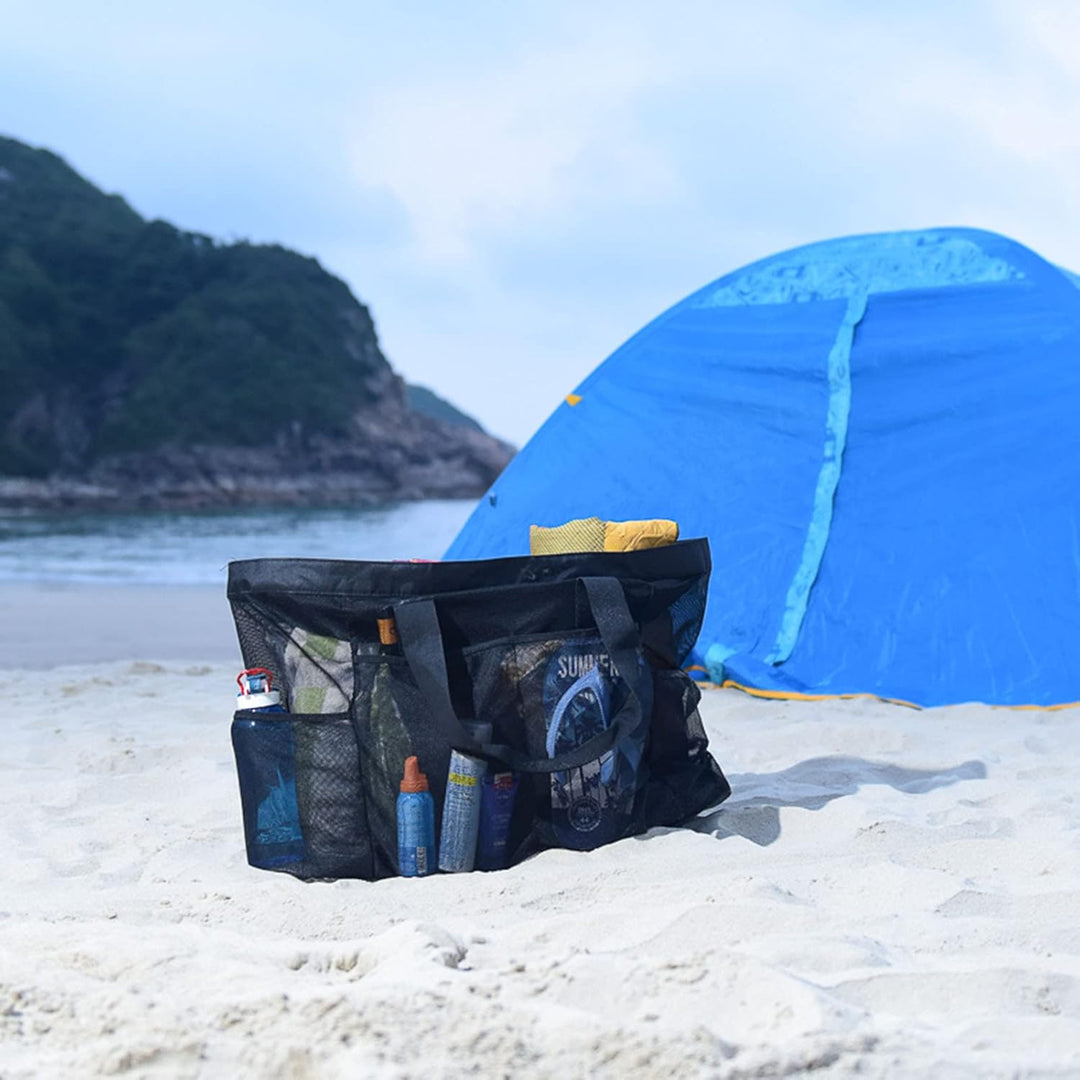 Extra-nagy hálós strandtáska cipzárral – Homokálló táska