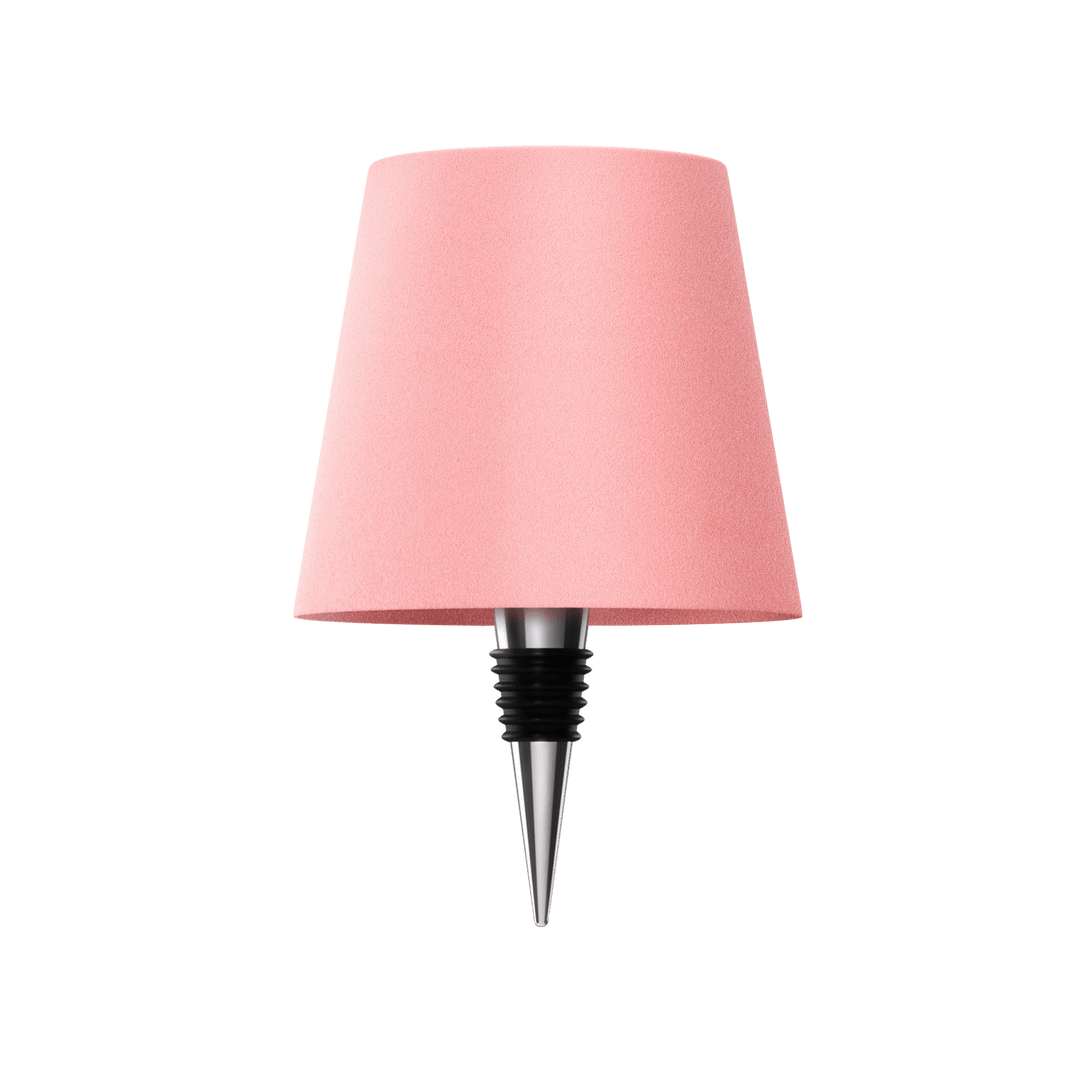 Rosa Flaschenlampe mit transparentem Schirm, modernes Design, dekorative Beleuchtung.