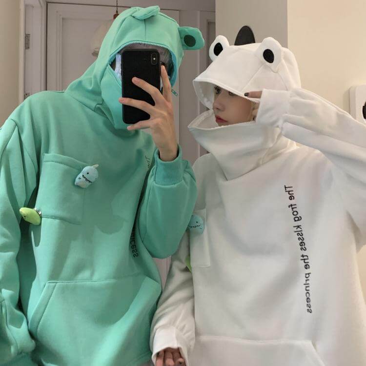 Unisex kapucnis pulóver béka mintával – Froggy