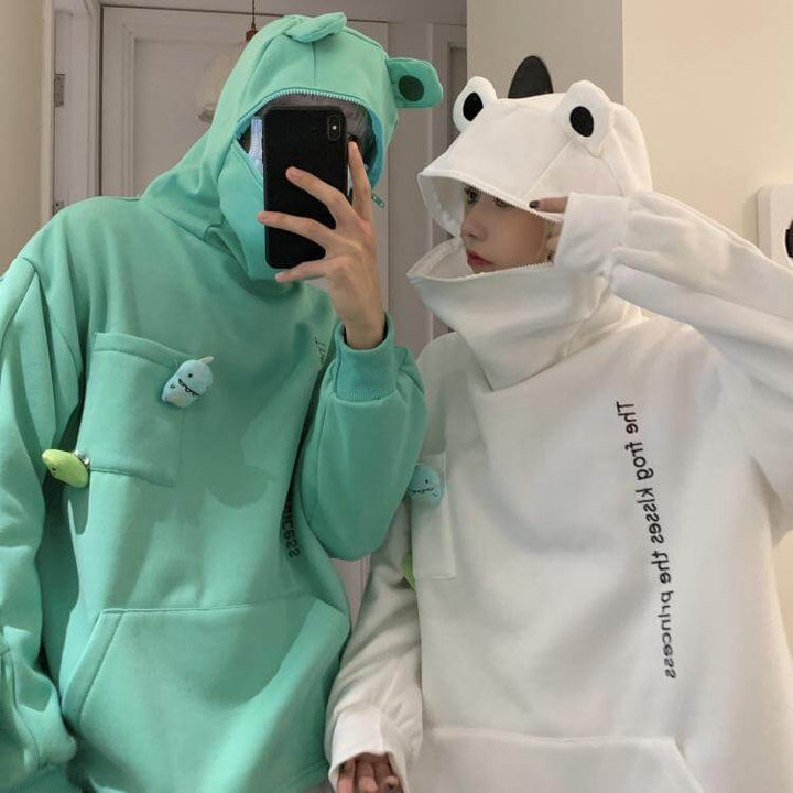 Unisex kapucnis pulóver béka mintával – Froggy