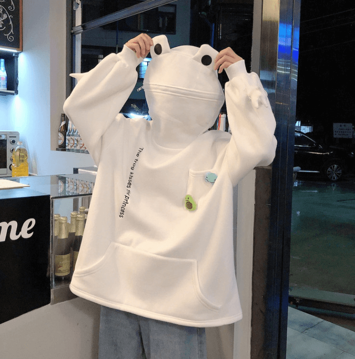 Unisex kapucnis pulóver béka mintával – Froggy