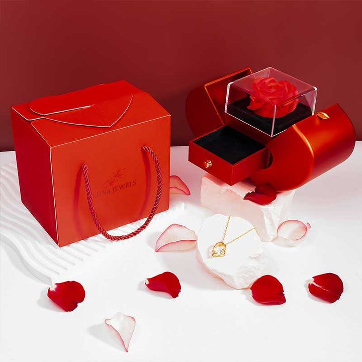 Coffret Rose Éternelle & son Collier d'Amour - Az életem asszonyának - Soha ne felejtsd el...