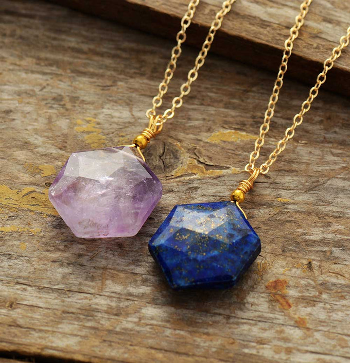 Lapis Lazuli Hexagont formáló nyaklánc - Amarielle
