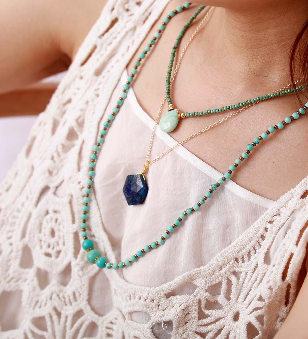 Lapis Lazuli Hexagont formáló nyaklánc - Amarielle