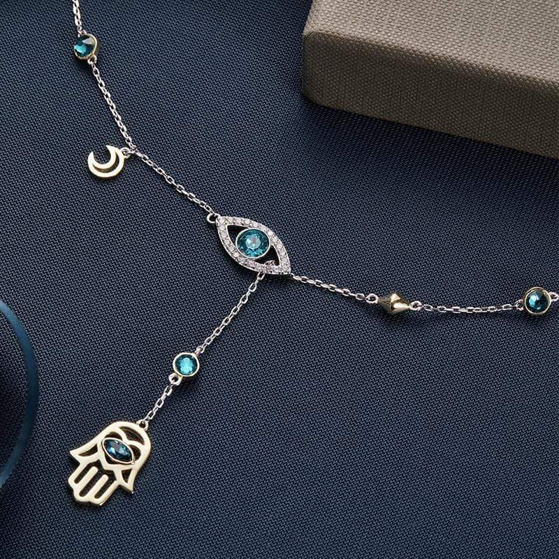 Ezüst Hamsa Kristály Nyaklánc - Nayomi