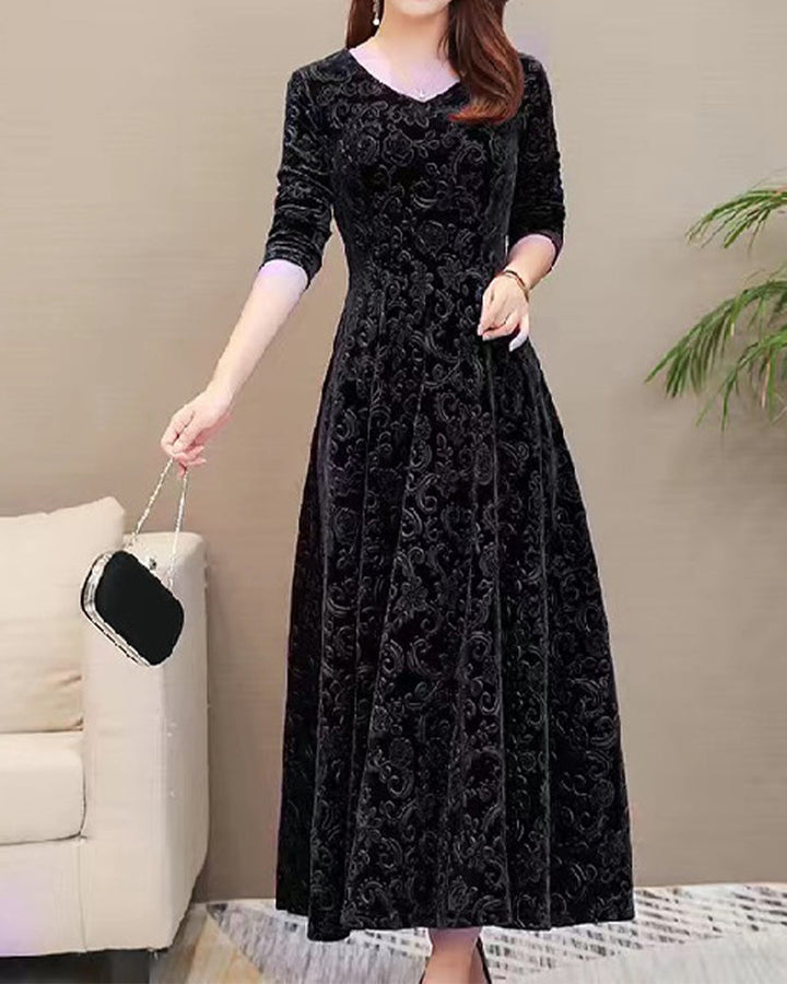 Midikleid A-vonalú fazonnal és V-kivágással – Amara