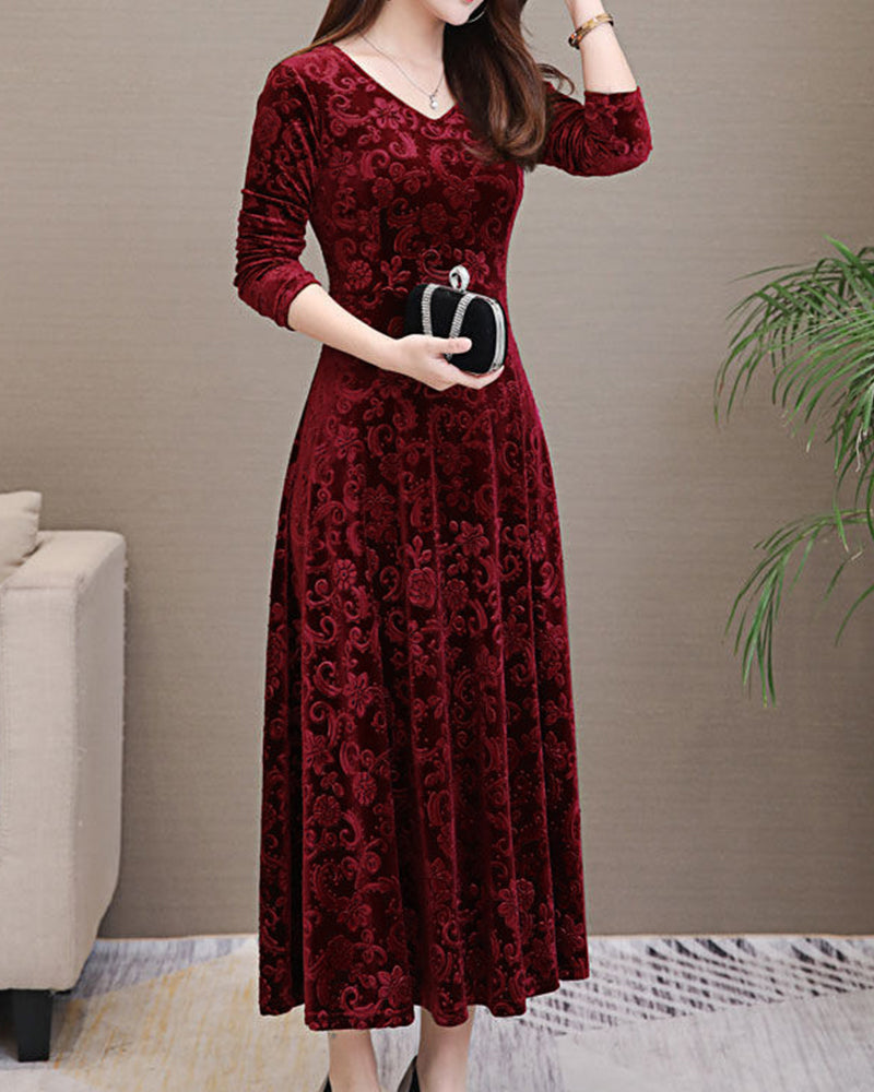 Midikleid A-vonalú fazonnal és V-kivágással – Amara