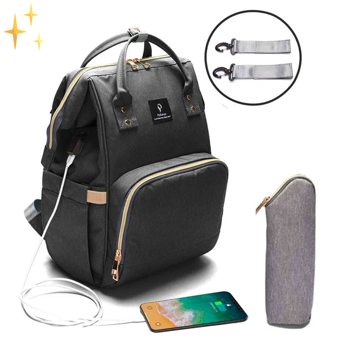 Stílusos Pelenkázó Hátizsák USB-töltővel – ParentPack