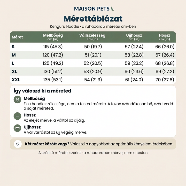 Kenguru-stílusú kisállat kapucnis pulóver beépített erszénnyel macskáknak és kutyáknak