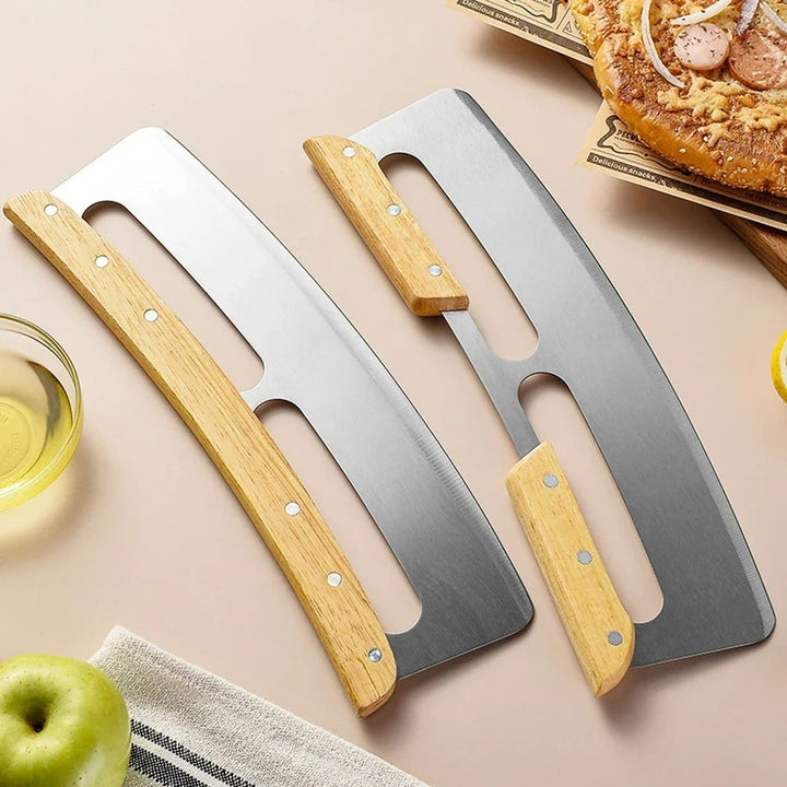 Nagy Pizzavágó Görbített Rozsdamentes Acél Késsel (35 cm) - Bruno