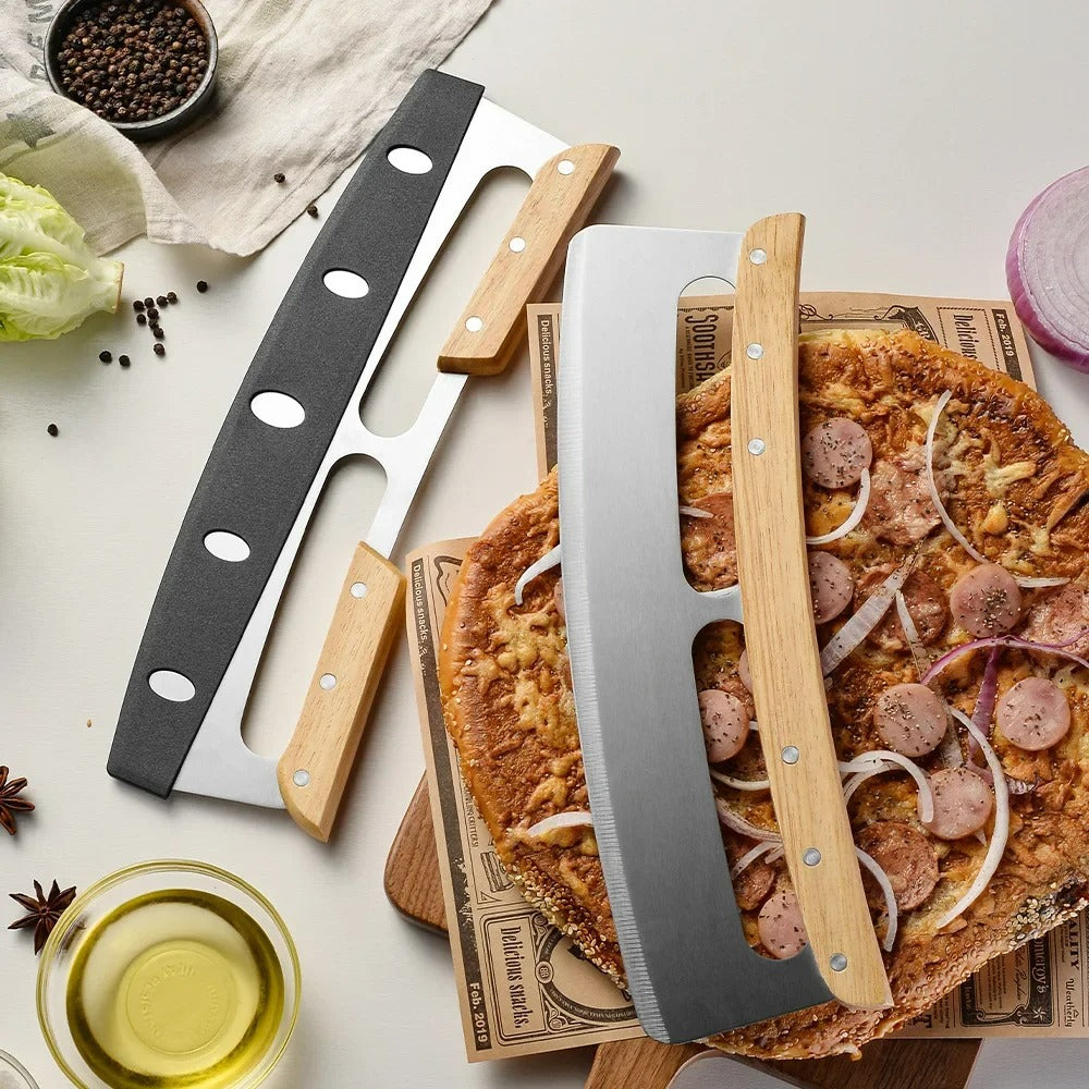 Nagy Pizzavágó Görbített Rozsdamentes Acél Késsel (35 cm) - Bruno