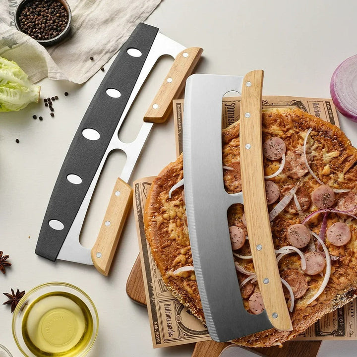 Nagy Pizzavágó Görbített Rozsdamentes Acél Késsel (35 cm) - Bruno