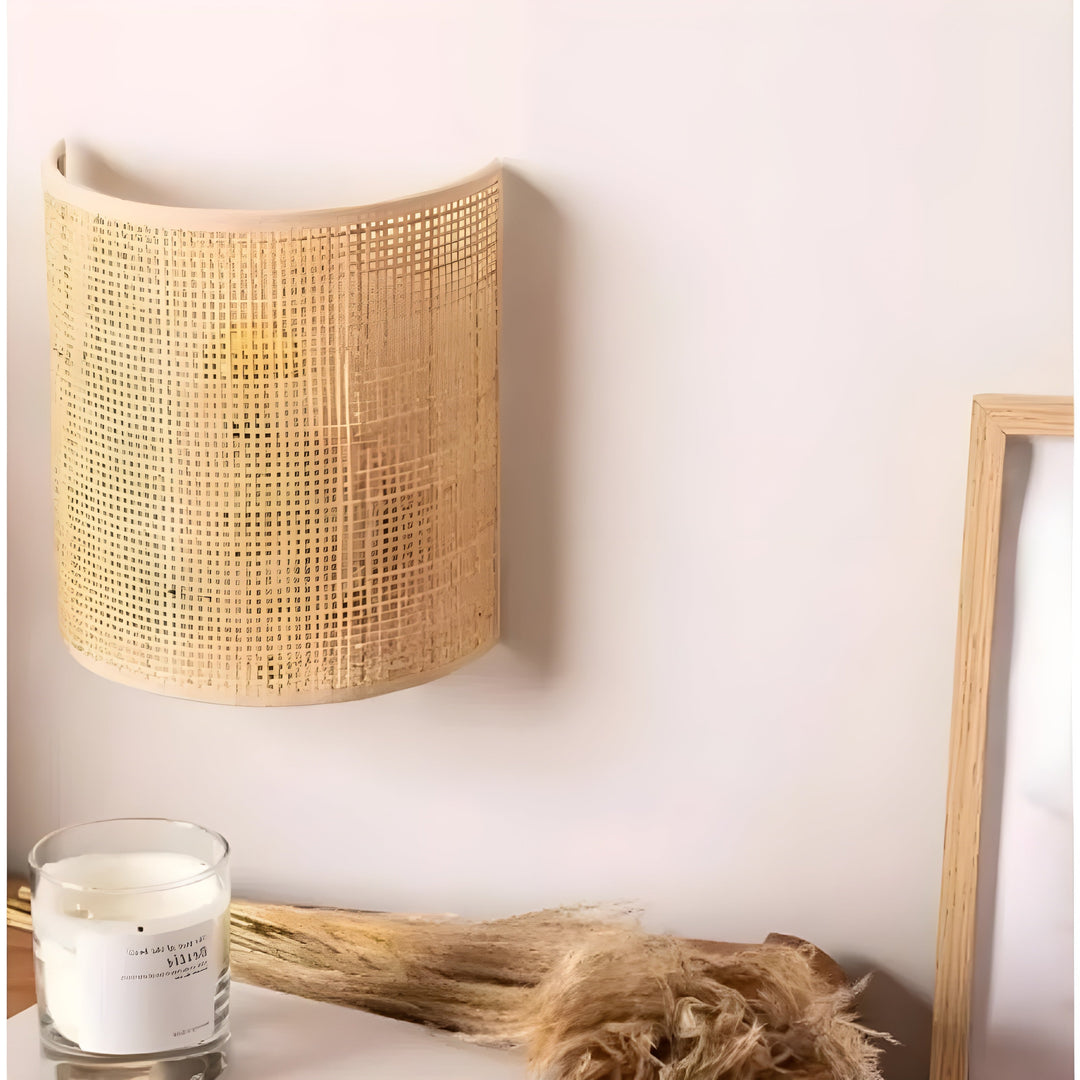 Kortárs Rattan Szőtt Fali Lámpa - WeaveGlow