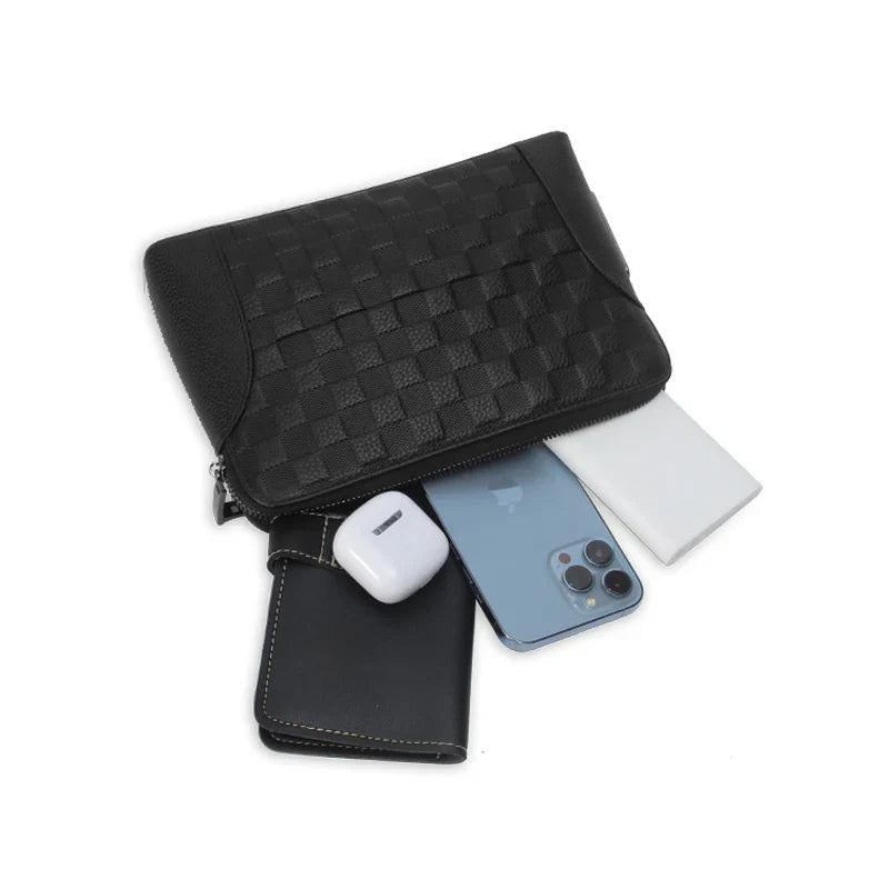 Férfi bőr kézitáska ujjlenyomat-zárral – Lopásgátló clutch és pénztárca