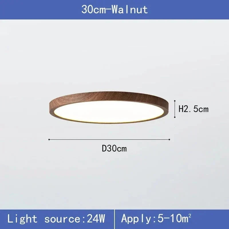 Méretábrás kép a 30 cm átmérőjű diófa hatású lámpáról, a magassága és a felhasználható alapterület is fel van tüntetve. 7