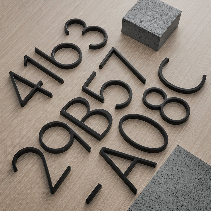 Moderne Fekete Háznumbers Floating Design – Numbré