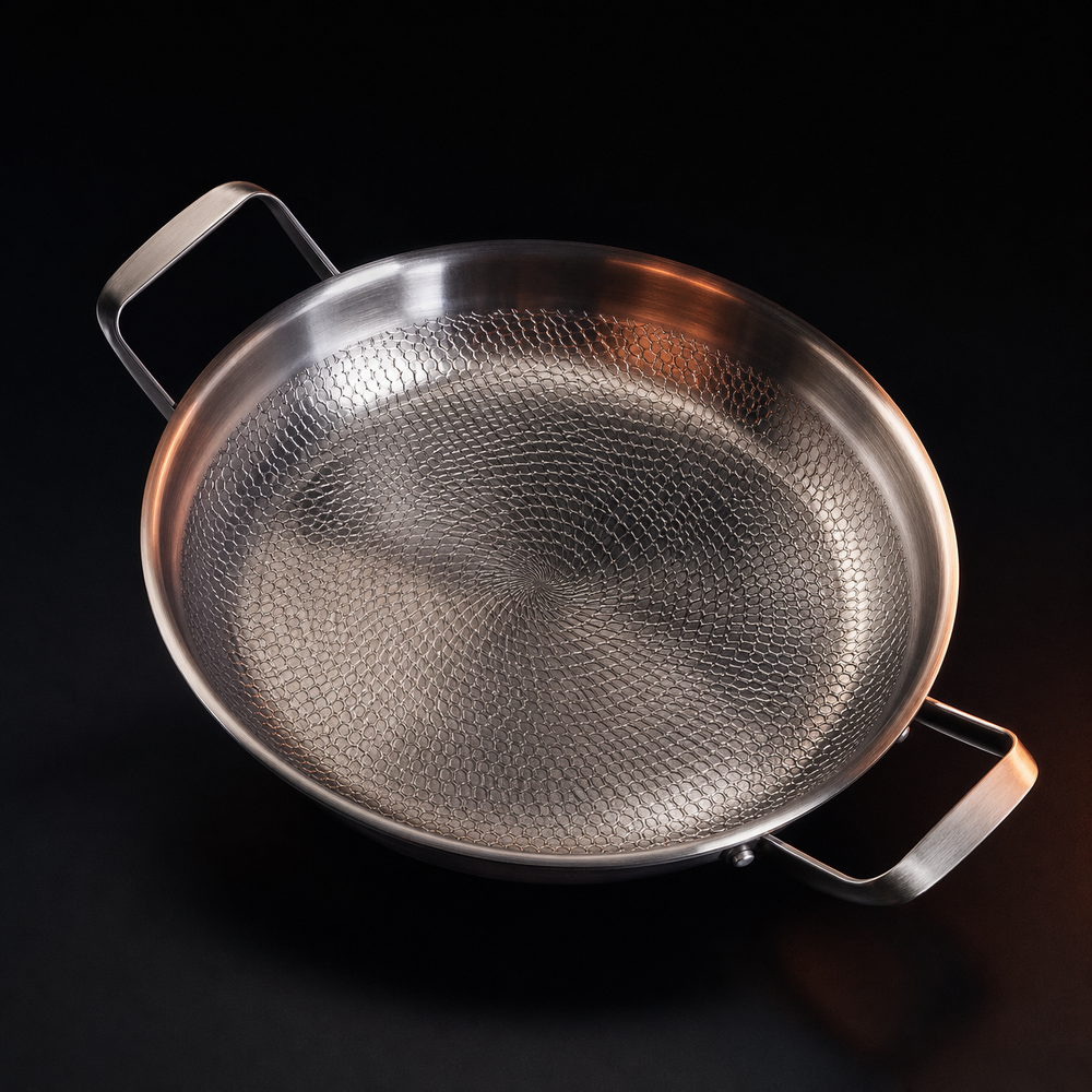 Hand-Hammered Titanium Pan with Two Side Handles 2