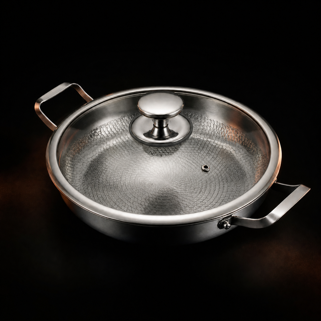 Hand-Hammered Titanium Pan with Two Side Handles 3