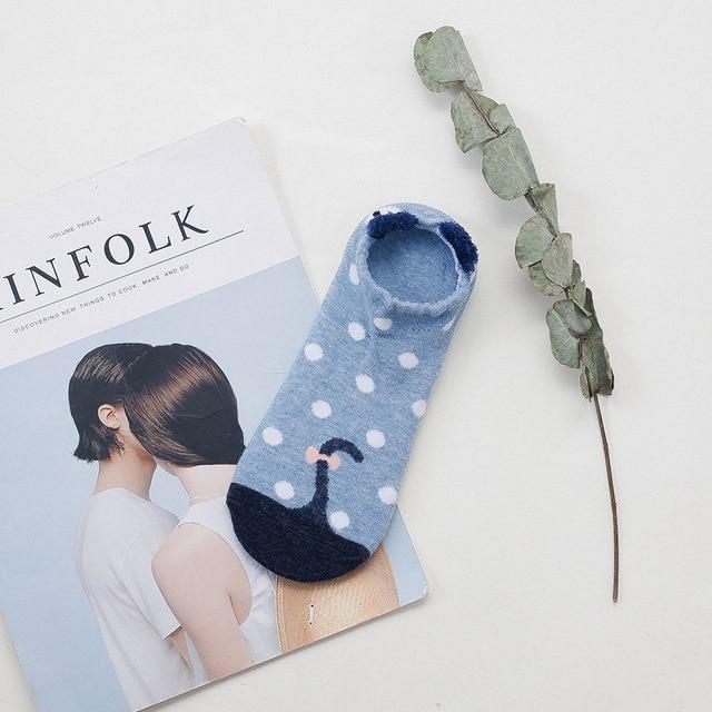 Sneakerzokni állatos arccal és fülecskékkel – pamut, 35–40 (2+2 INGYEN)