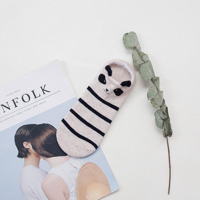 Sneakerzokni állatos arccal és fülecskékkel – pamut, 35–40 (2+2 INGYEN)