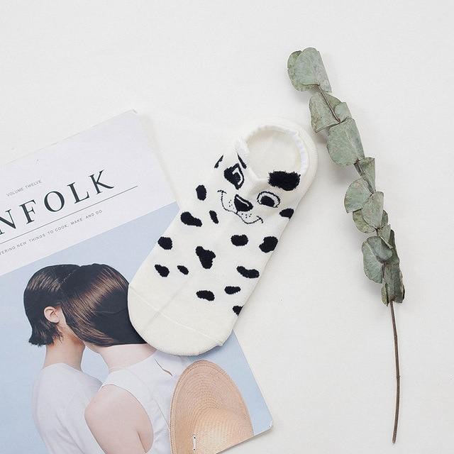Sneakerzokni állatos arccal és fülecskékkel – pamut, 35–40 (2+2 INGYEN)