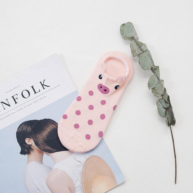 Sneakerzokni állatos arccal és fülecskékkel – pamut, 35–40 (2+2 INGYEN)