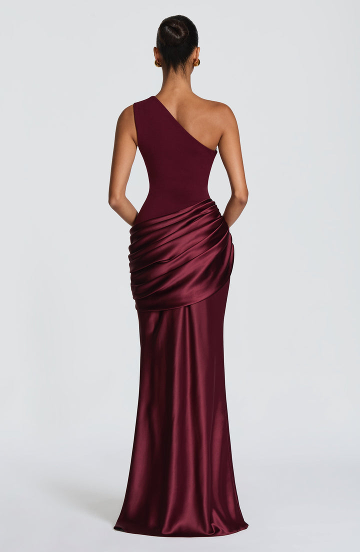 Abbey One-Shoulder Satin Maxi Dress 32