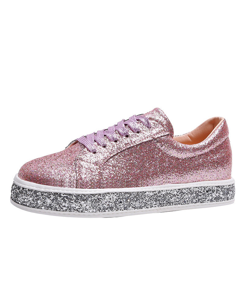 Stílusos Plateau Csillogó Női Sneakers - Sienna