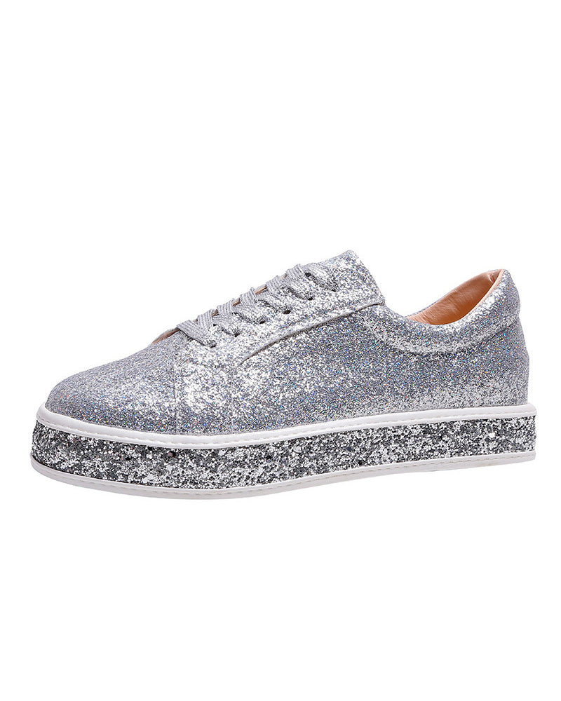 Stílusos Plateau Csillogó Női Sneakers - Sienna