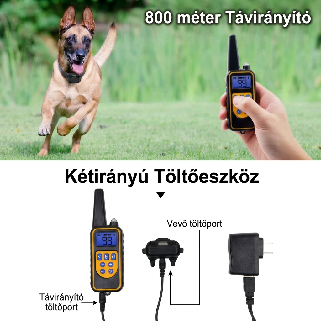 Vízálló távoli kutyakiképző nyakörv rezgés, hang és statikus módokkal