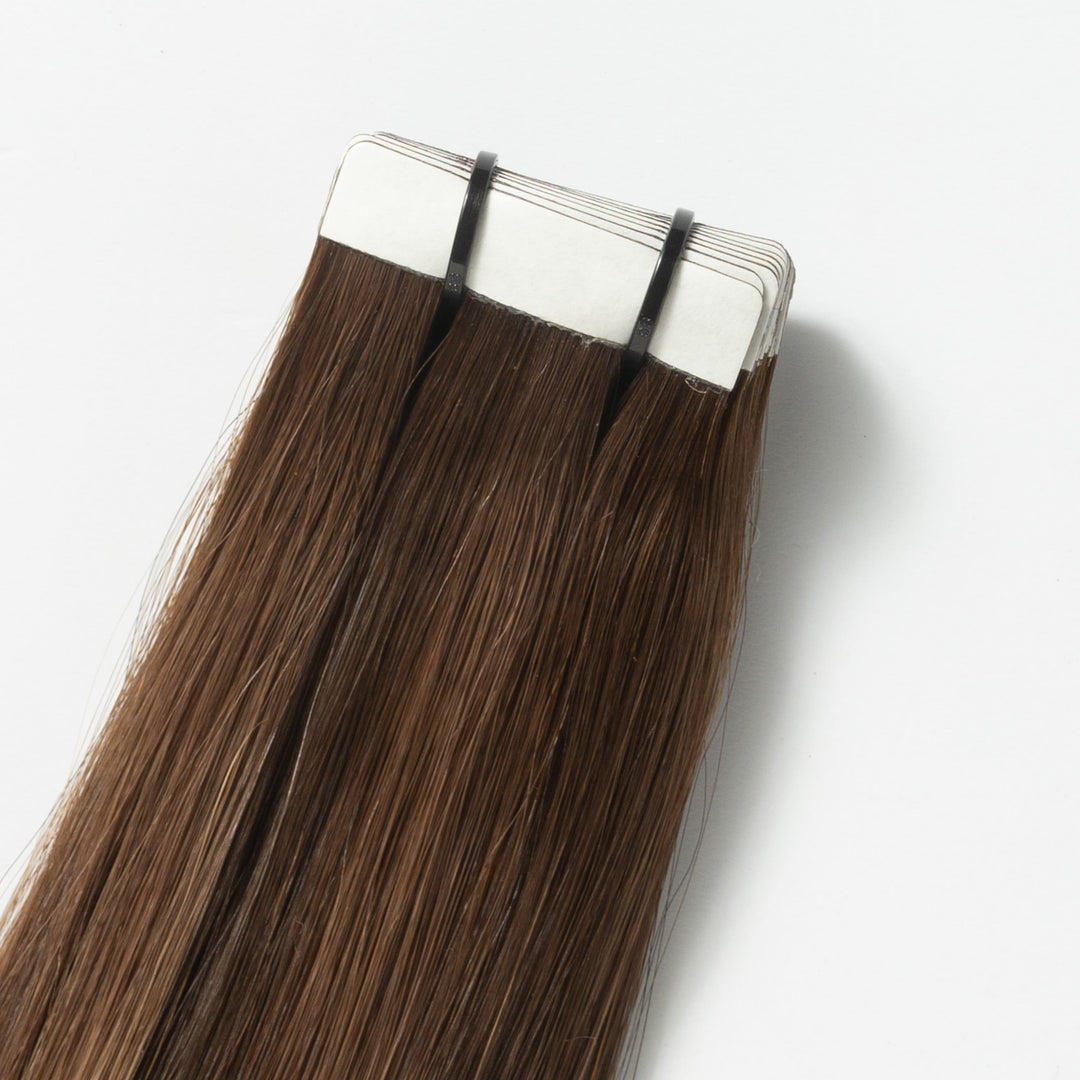 Tape-in Hairextensions – Veloura Tape (Meleg barna balayage 2+7)