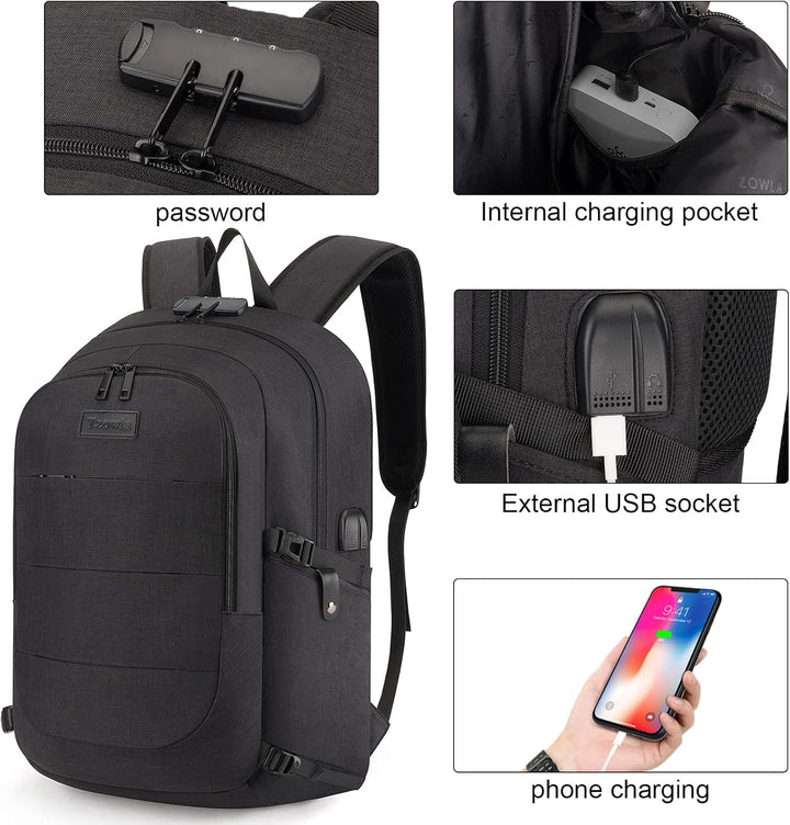 Extra nagy lopásgátló laptop és utazó hátizsák USB porttal – 30–50L