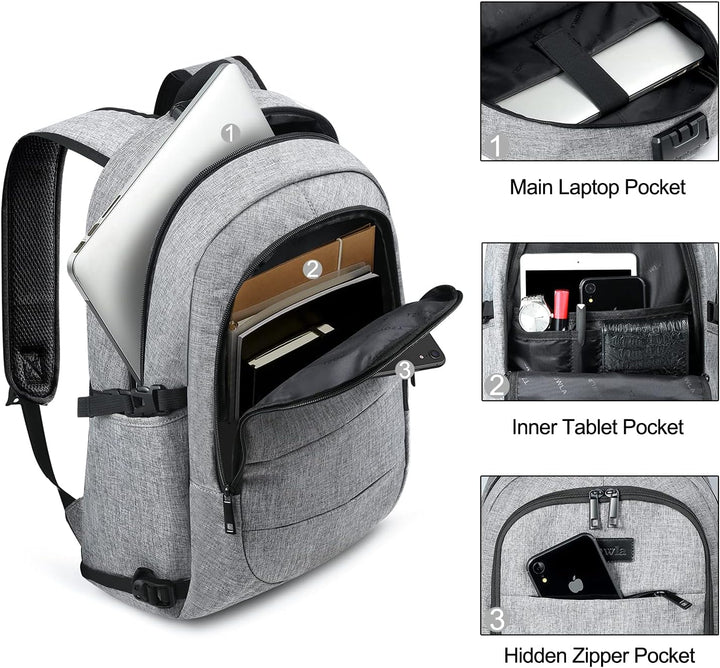 Extra nagy lopásgátló laptop és utazó hátizsák USB porttal – 30–50L
