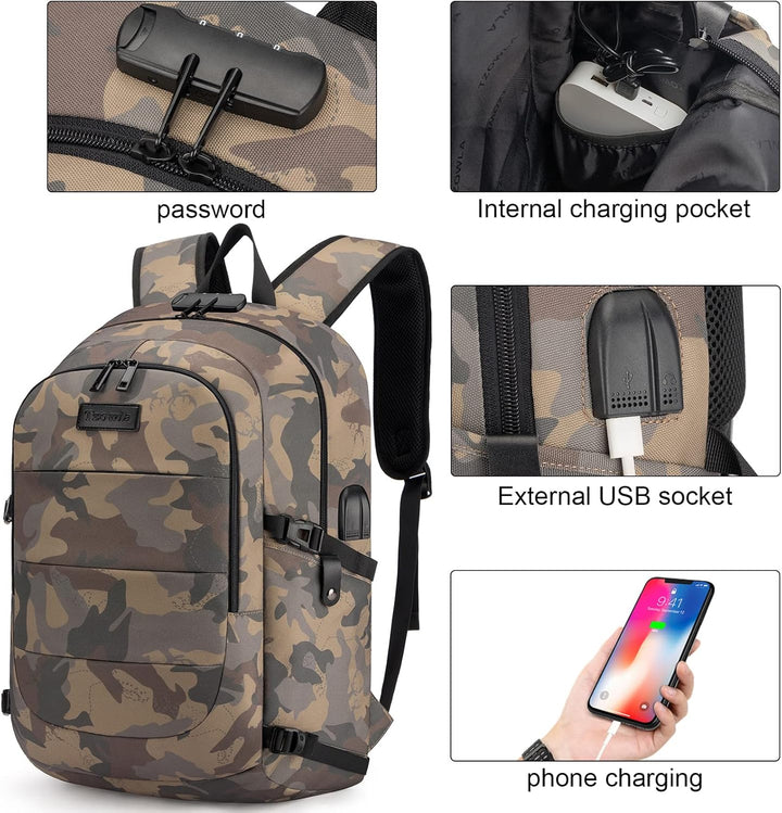 Extra nagy lopásgátló laptop és utazó hátizsák USB porttal – 30–50L