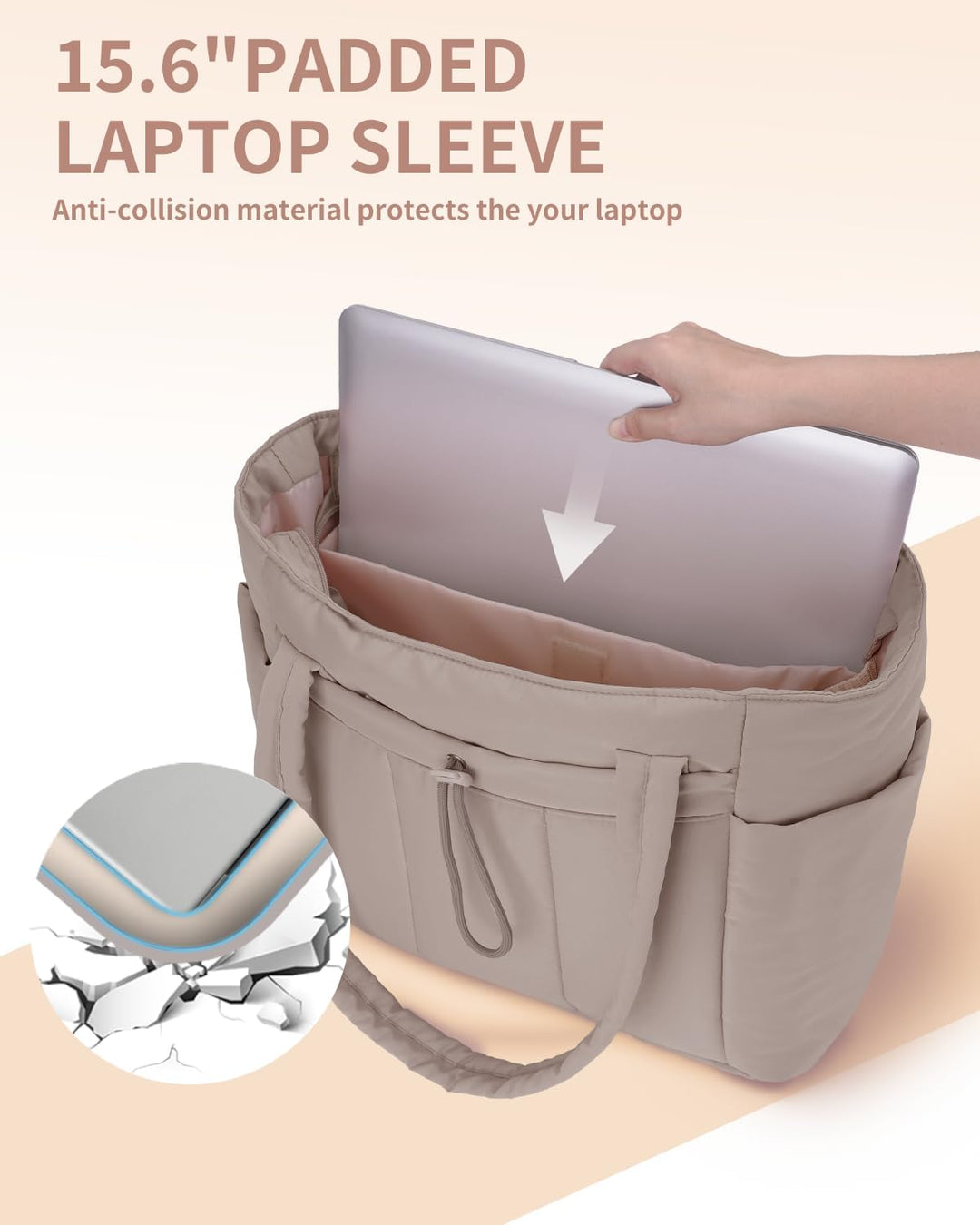 Varrt pufi táska pohártartóval és laptop rekesszel utazáshoz és munkához