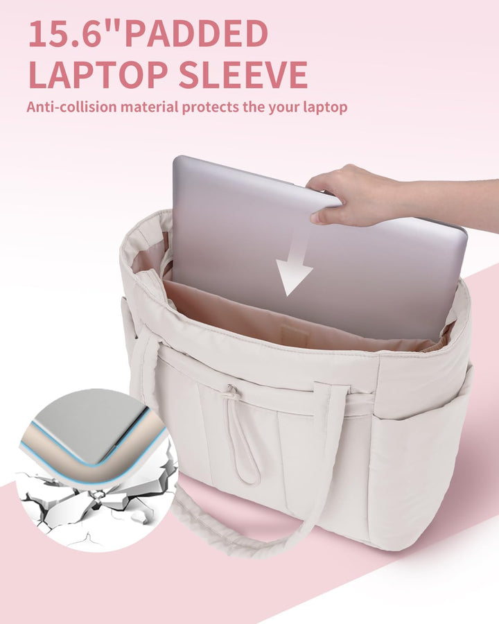 Varrt pufi táska pohártartóval és laptop rekesszel utazáshoz és munkához