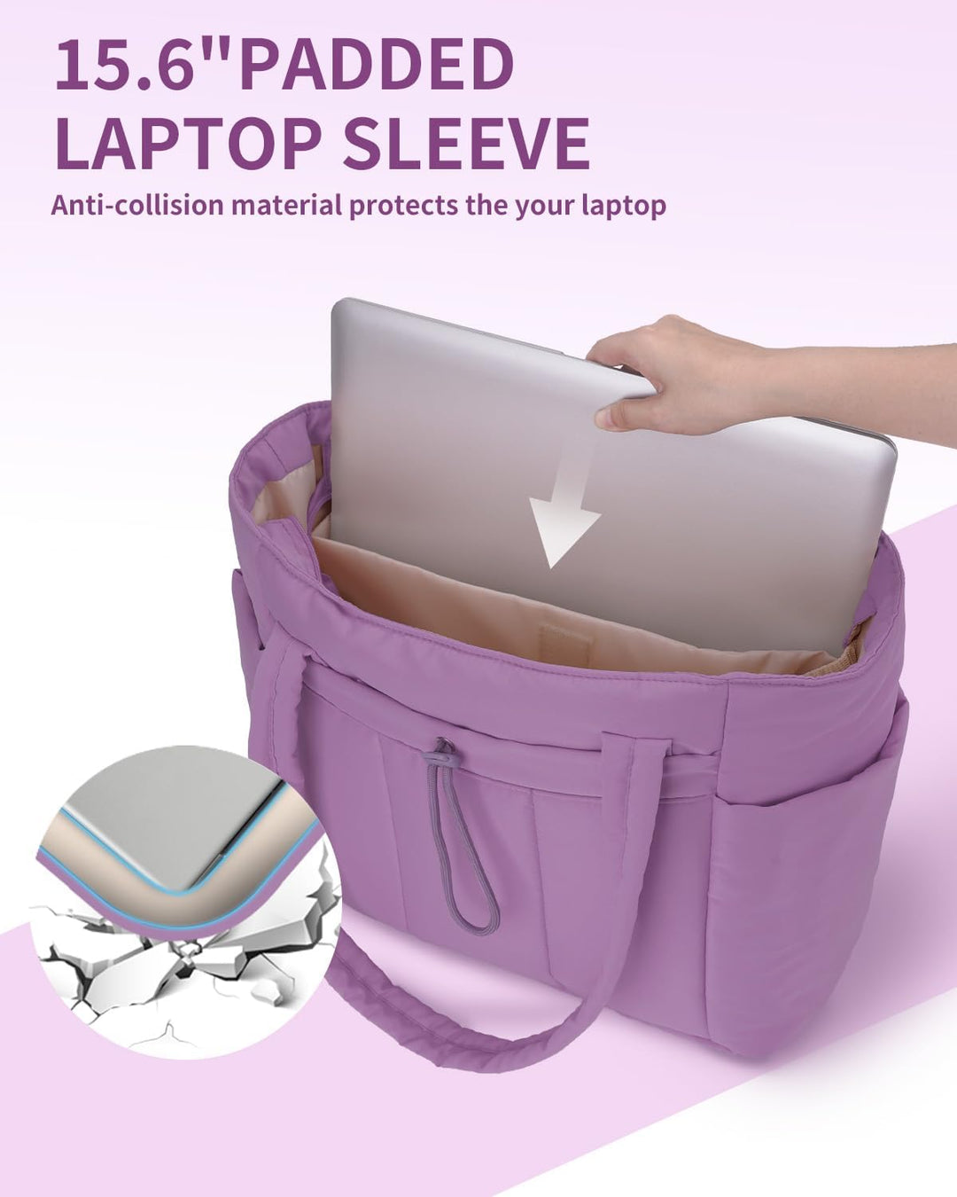 Varrt pufi táska pohártartóval és laptop rekesszel utazáshoz és munkához