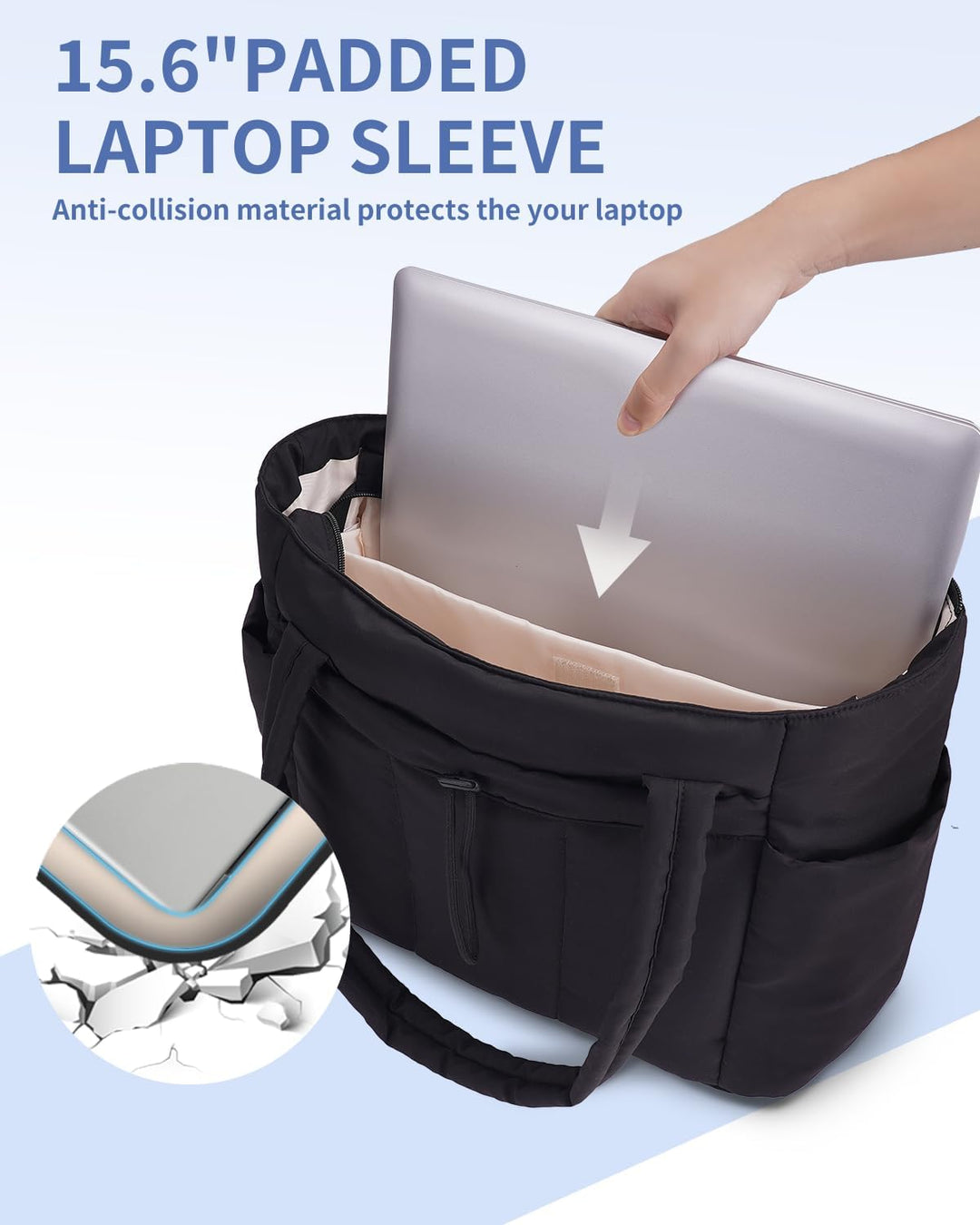 Varrt pufi táska pohártartóval és laptop rekesszel utazáshoz és munkához