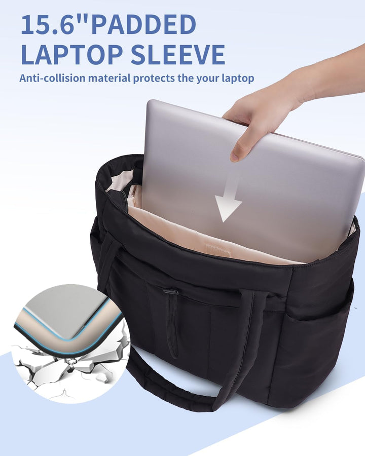 Varrt pufi táska pohártartóval és laptop rekesszel utazáshoz és munkához